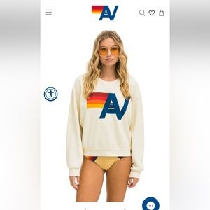 Aviator Nation crew neck sweatshirt in Vintage White